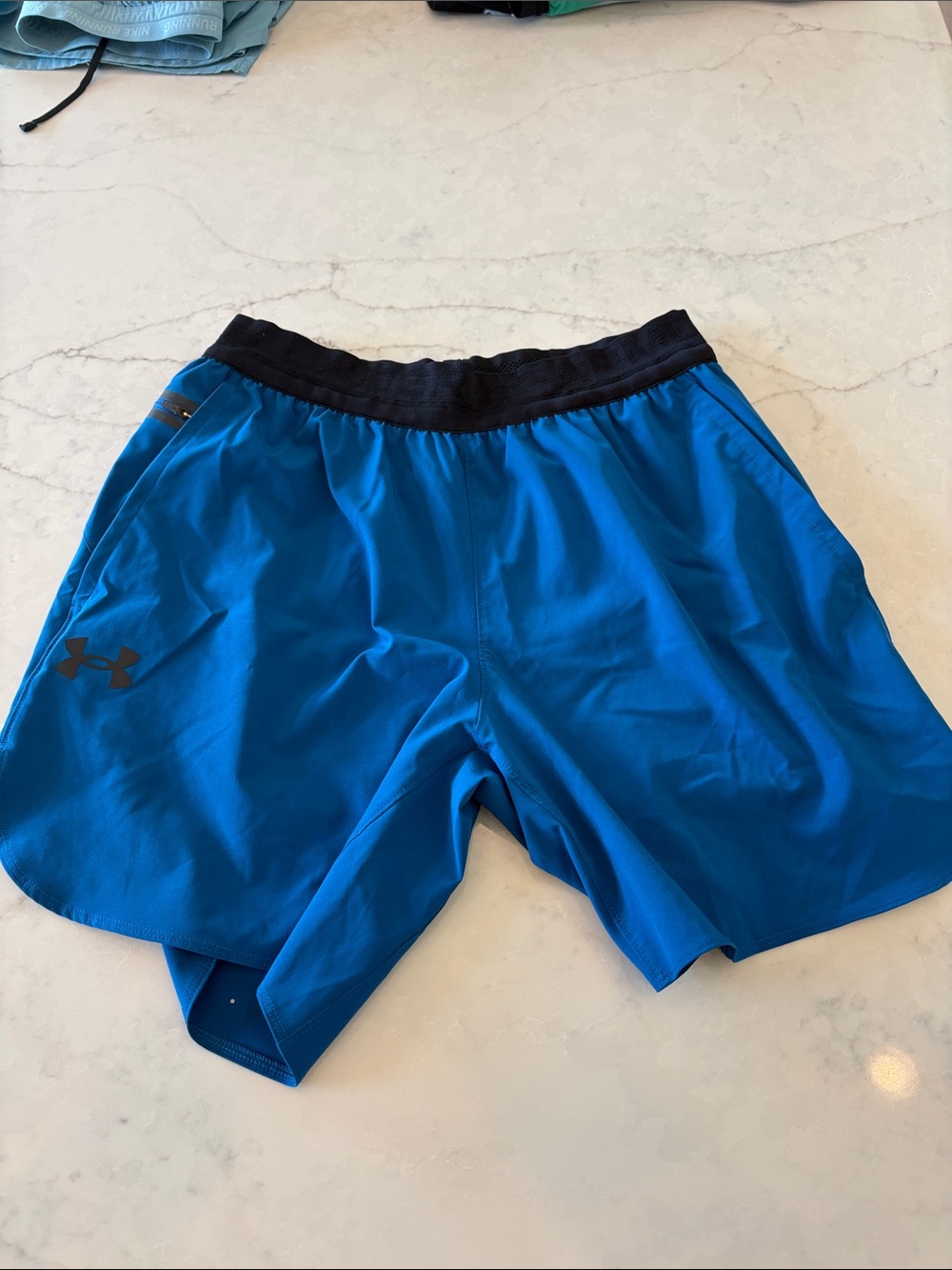 Under Armour Men’s Royal Blue Athletic Shorts with Black Waistband
